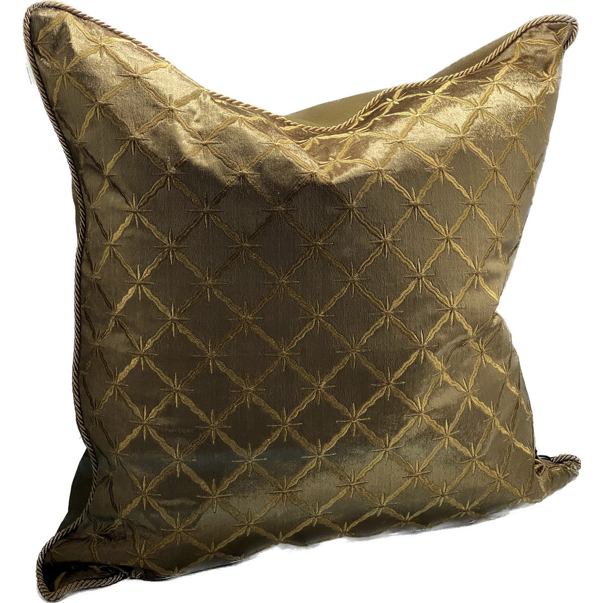 Embroidered Velvet Cushion - Gold