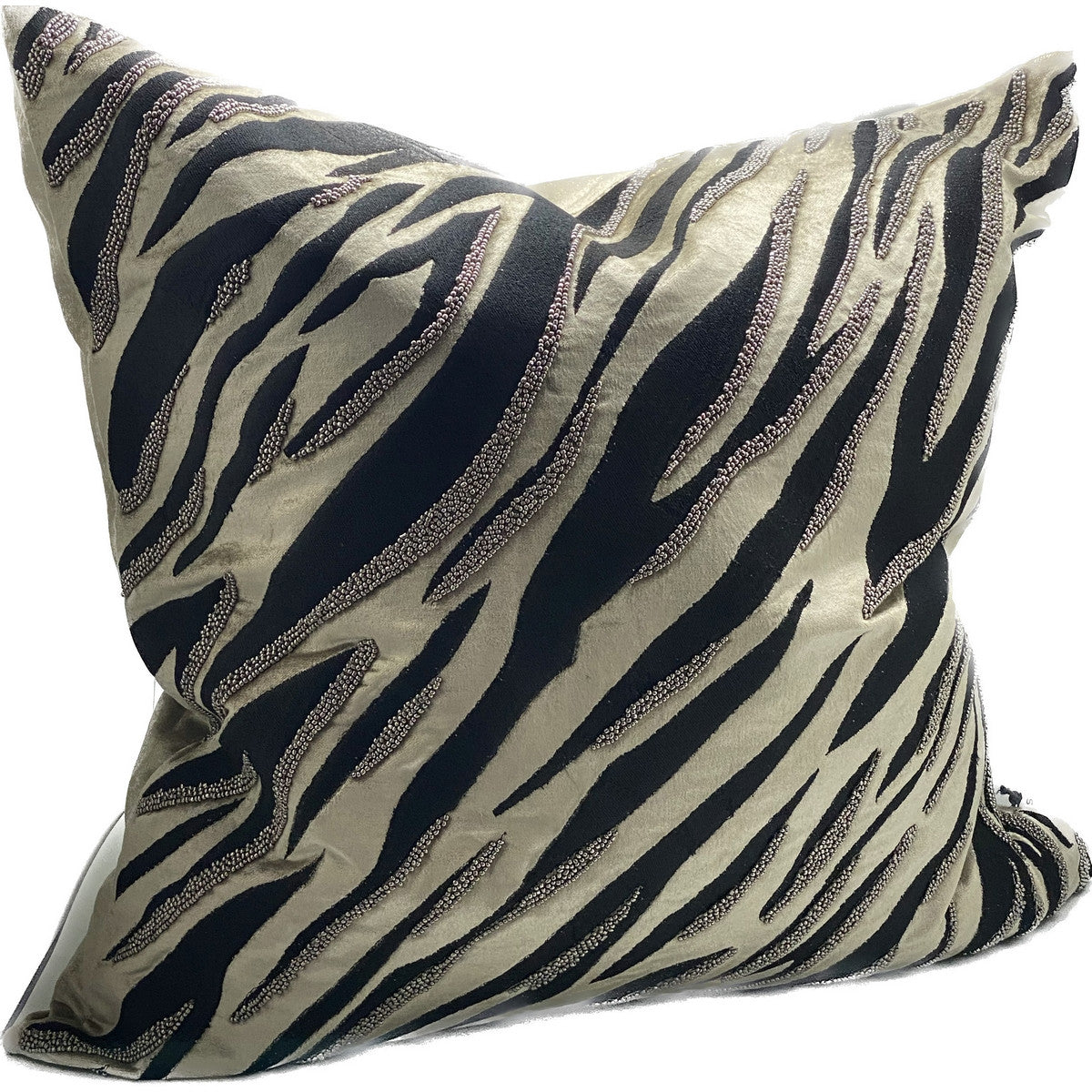 Zebra Embroidered Cushion - Fawn