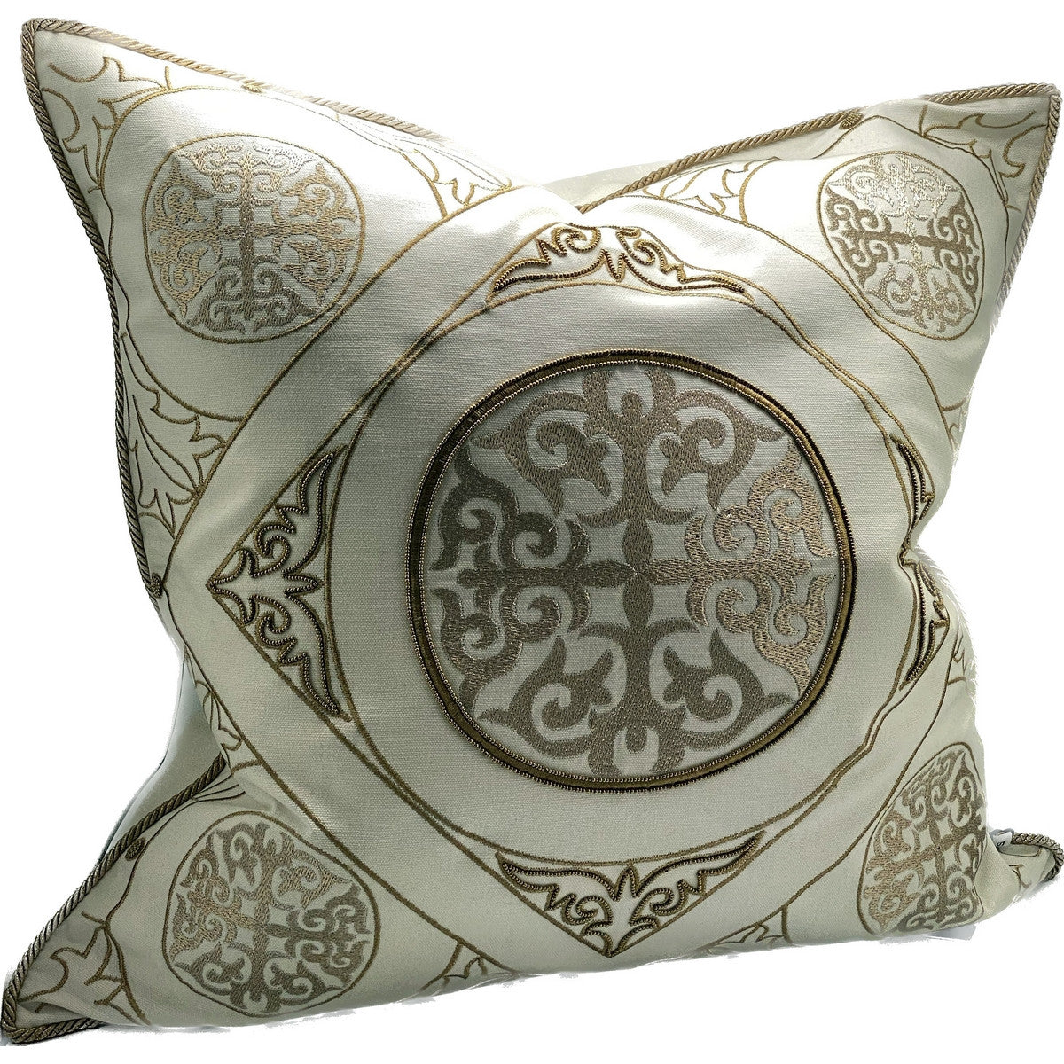 Embroidered Luxury Cushion - Emblem White