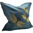 Embroidered Luxury Cushion - Blue Dragonfly