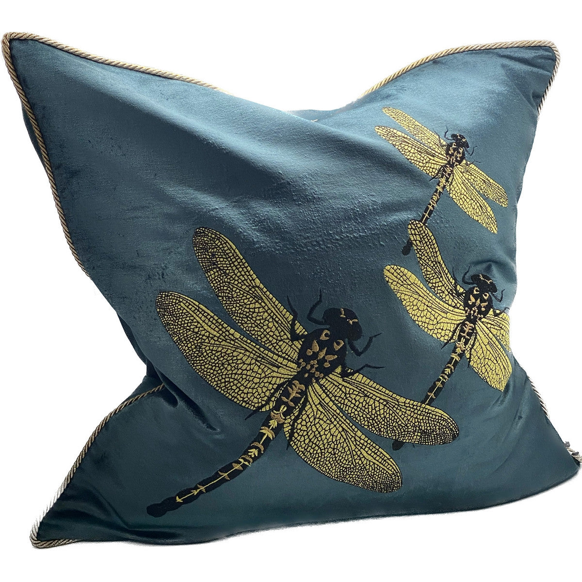 Embroidered Luxury Cushion - Blue Dragonfly
