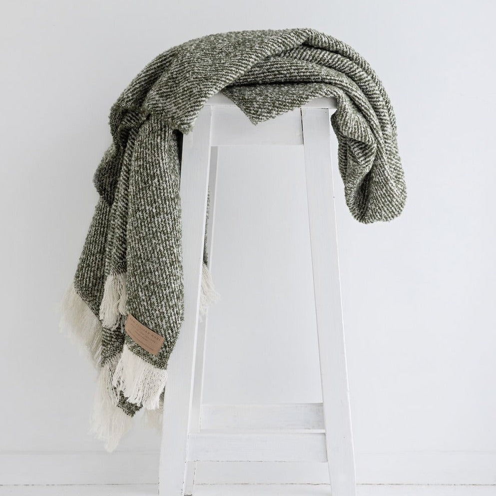 Wool Twill Throw - Moss