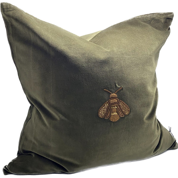 Embroidered Luxury Velvet Cushion - Bee