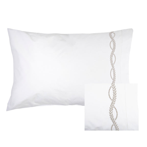 Empire Grey Embroidered Pillowcase Pair